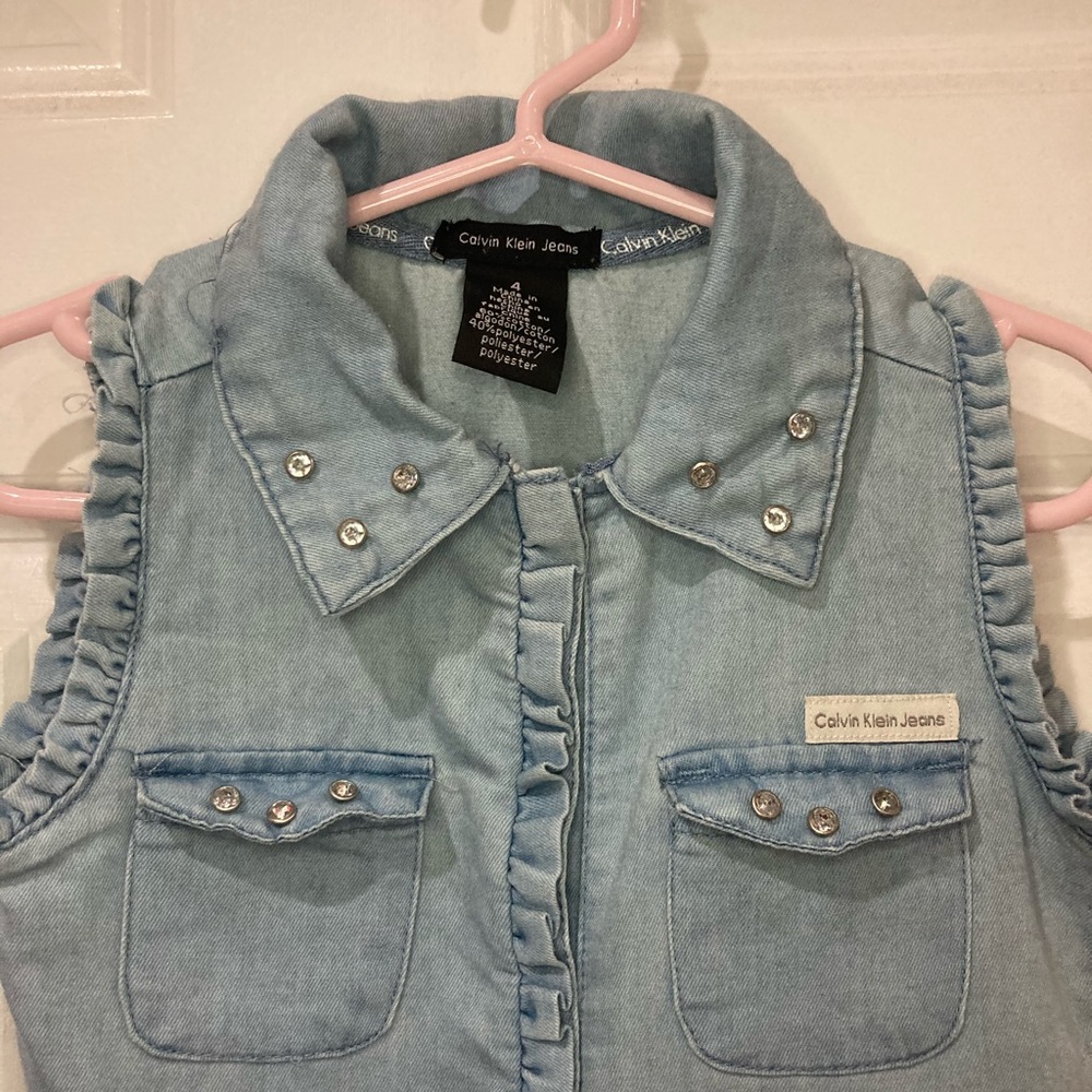 Calvin Klein sleeveless jean dress girl size 4. - Picture 6 of 6
